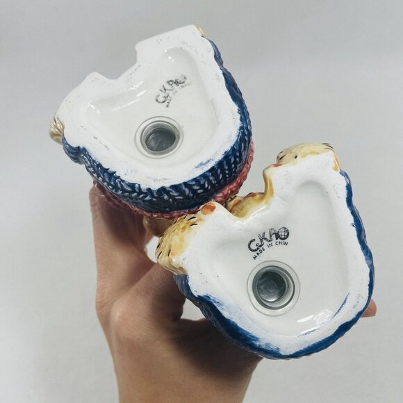 Vintage Gkao Teddy Bear Salt Pepper Shaker Set Ceramic Animal Figure Shape Deco - Picture 8 of 9